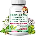 RHODIOLA ROSEA Supplement- 11-in-1 Natural Blend with Chamomile L-Theanine Ashwagandha Holy Basil Valerian Passionflower - 150 Count - Made & Tested in The USA
