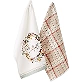 DII Fall Kitchen Towels for Kitchen Decorative Cotton Dish Towel Set, 18x28, Thankful Autumn, 2 Count