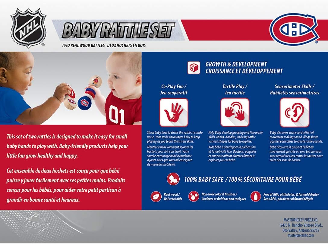 Amazon Com Masterpieces Nhl Montreal Canadiens Madera Natural No Toxico Bpa Ftalatos Libre De Formaldehido Sonajeros Para Bebes Sports Outdoors
