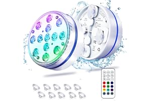 DEFEICCO Submersible Led Lights for Above Ground Pools Waterproof Pool Lights for Inground Under Water with Remote (200ft), 4 Magnets, 4 Suction Cups and 16 RGB Dynamic Color (2pack)