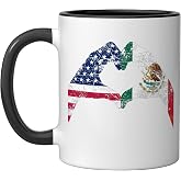 America Mexico Flag Vintage Mexican Roots American Ceramic Mug, Black/White, 11oz