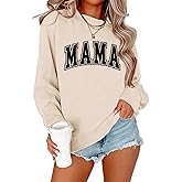 Daobet Mama Sweatshirts for Women Mama Crewneck Graphic Sweatshirt Mom Life Long Sleeve Mom Shirt Pullover Sweater Tops