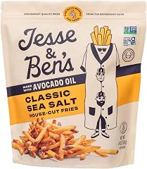 Jesse & Ben's Classic Sea Salt House-Cut Fries Made with Avocado Oil, 14 oz | Gluten-Free, Non-GMO, Vegan Frozen Potatoes, Si