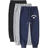 YJBQ 3-Pack Boys' Athletic Joggers Sweatpants with Pockets Drawstring for Sizes 5-14 Perfect for School Sports Casual