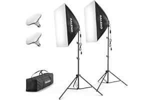 RALENO Softbox Lighting Kit, 20X28-Inch Softbox Photography Lighting with LED Bulbs(50W | 5500K | TLCI≥97), Streaming Lighting for Video Rcording Photoes Portraits YouTube | Model: PS40