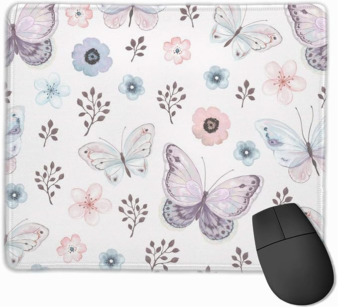Floral Background Butterfly Spiral Mouse Pad Mousepad NonSlip Rubber