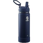 Takeya Actives Water Bottle with Straw Lid - Durable & Easy-Care Water Bottle with Stainless Steel Insulation - BPA-Free Lid with Carry Handle & Straw - Dishwasher-Safe - 18 oz, Midnight Blue