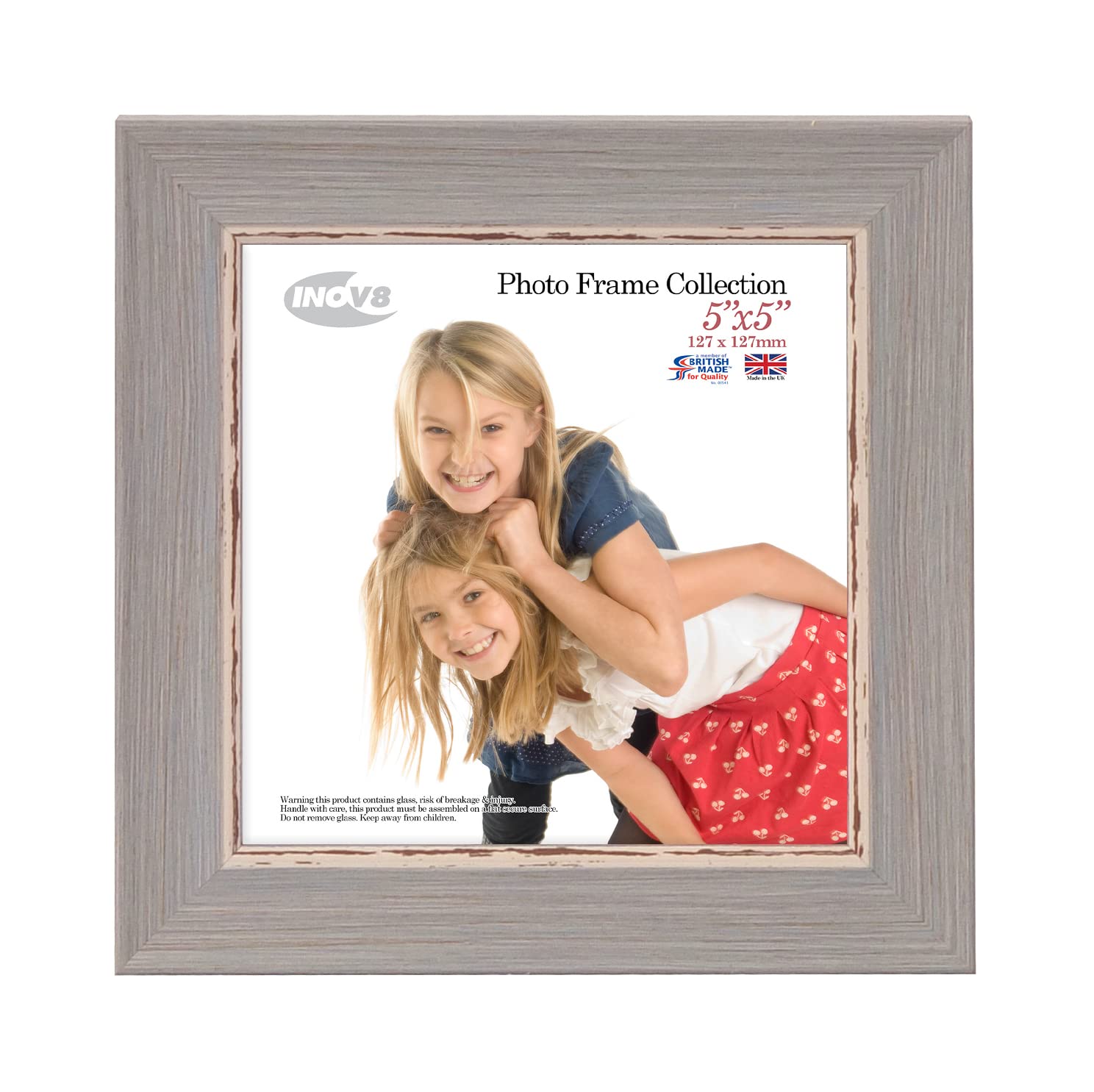 Inov8 Framing PFES-SWBL-55 Photo Frame, Washed Blue, 5x5 Inch