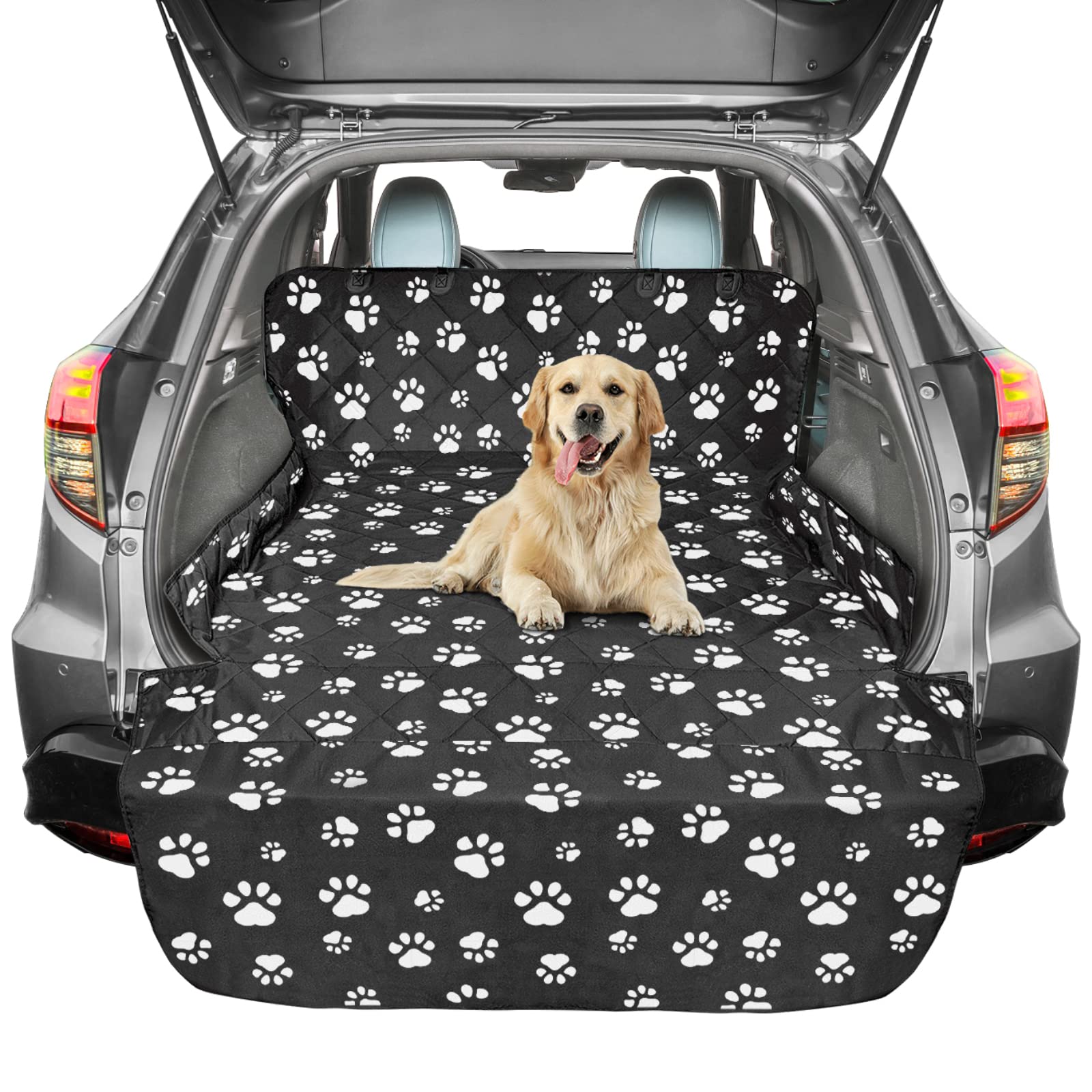 Image showcasing F-color SUV Cargo Liner for Dogs, Water Resistant Pet Cargo Cover Dog ...