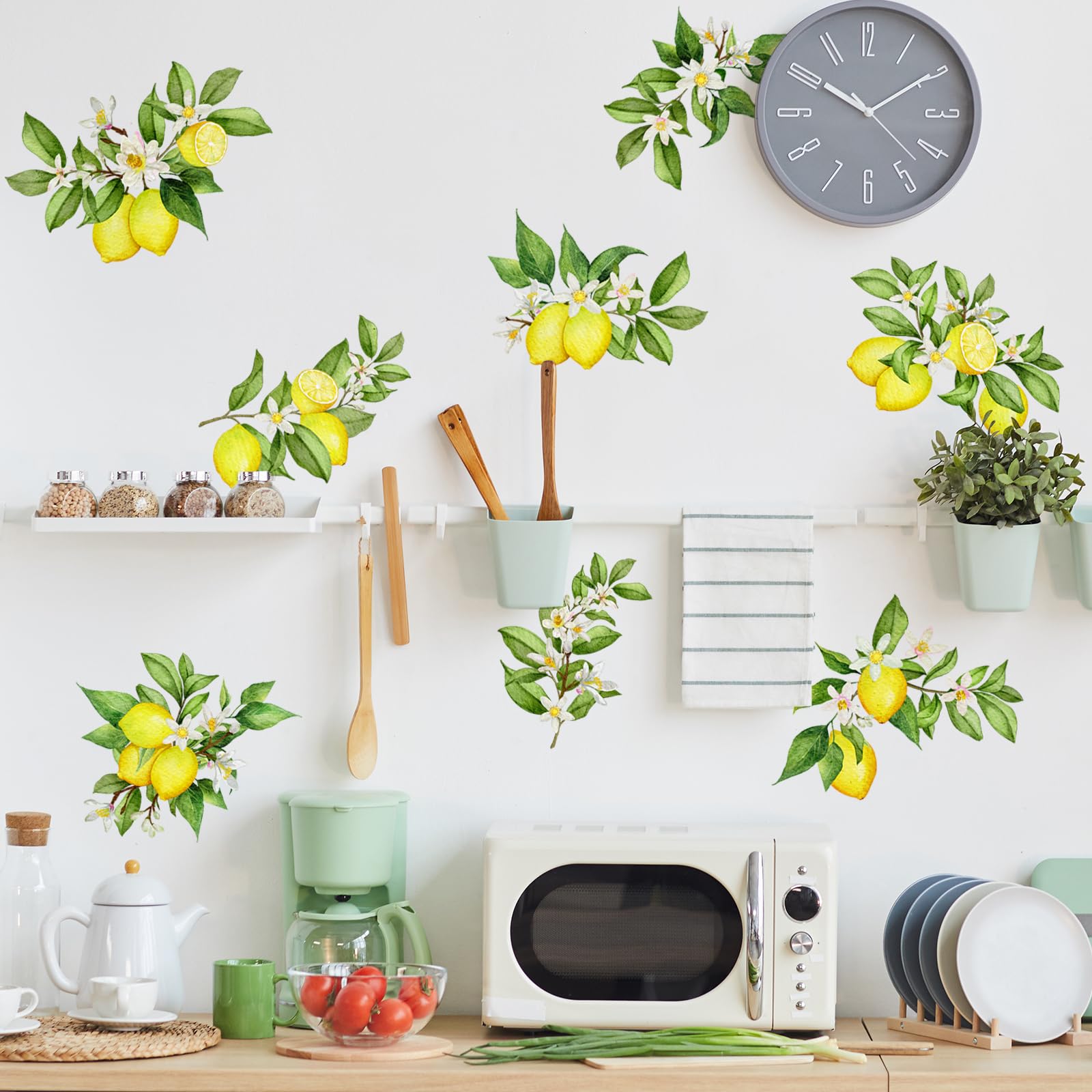 Buer Homie Wall Decals, Lemon Pattern Peel and Stick Stickers for Kitchen, MN008