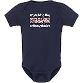 Curiositees Watching the Braves with My Daddy Baby Boy's Bodysuit Outfit Braves Baby Clothes - Navy