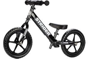 Strider 12” Sport Bike - No Pedal Balance Bicycle for Kids 1 to 4 Years - Includes Safety Pad, Padded Seat, Mini Grips & Flat-Free Tires - Tool-Free Assembly & Adjustments