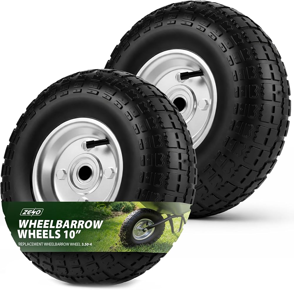 ZENO 2x 10" Wheelbarrow Wheels Pneumatic Set 3.50-4 Garden Trolley Trailer Truck