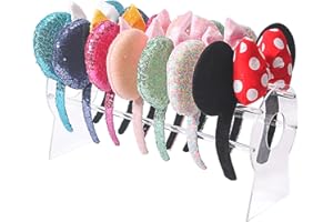 Ausalivan Acrylic Headband Holder Organizer,Headband Storage Display Stand,Disney Mickey and Minnie ear holder,Clear Hair Accessory Rack For Girls Room (Acrylic, 1 Tier)