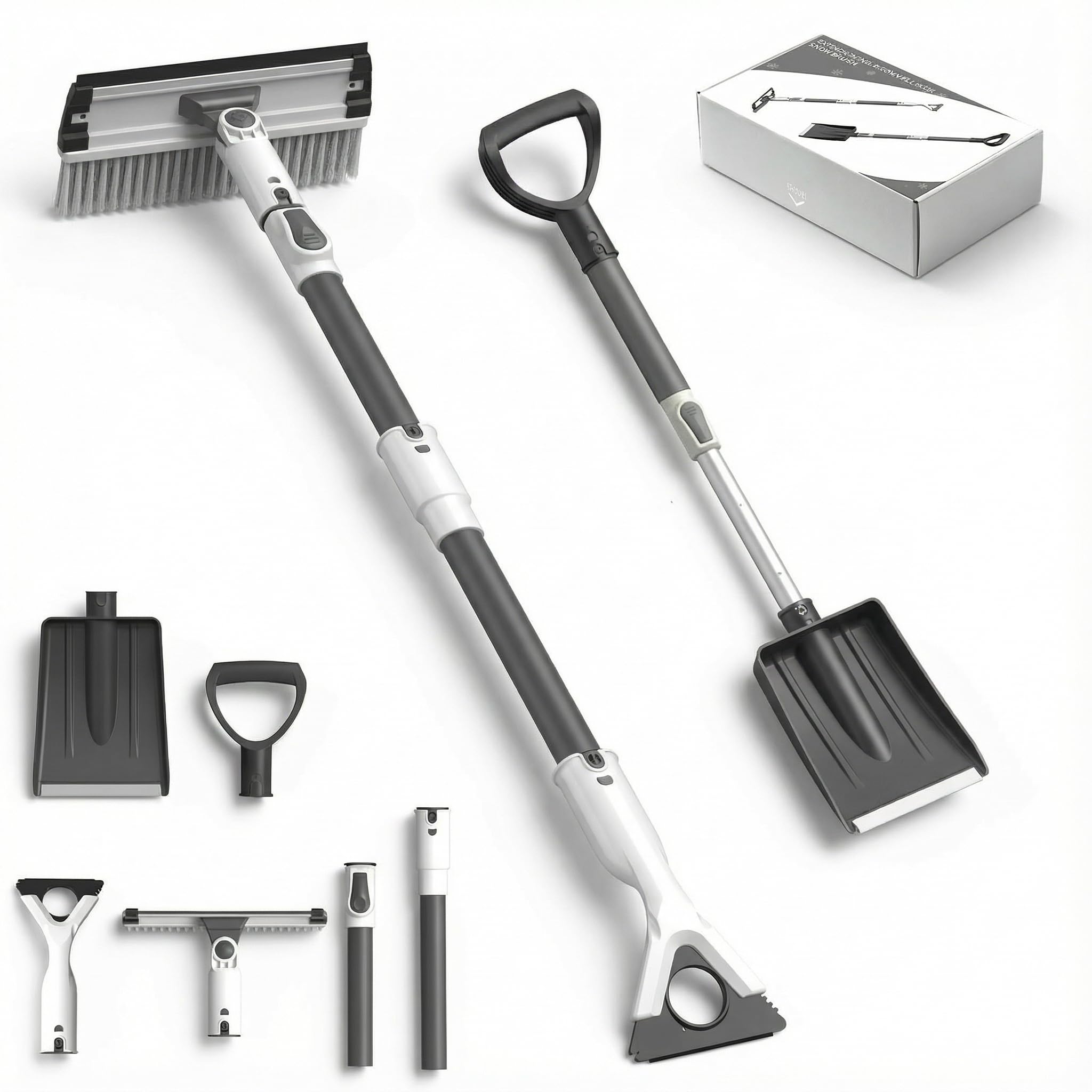 Photo 1 of **INCOMPLETE** Ice Scrapers for Car Windshield, 47.3" Extendable Snow Brush for Car, 3-in-1 Heavy Duty Aluminum Car Snow Brush and Ice Scraper with Foam Grip for SUV Truck Windows