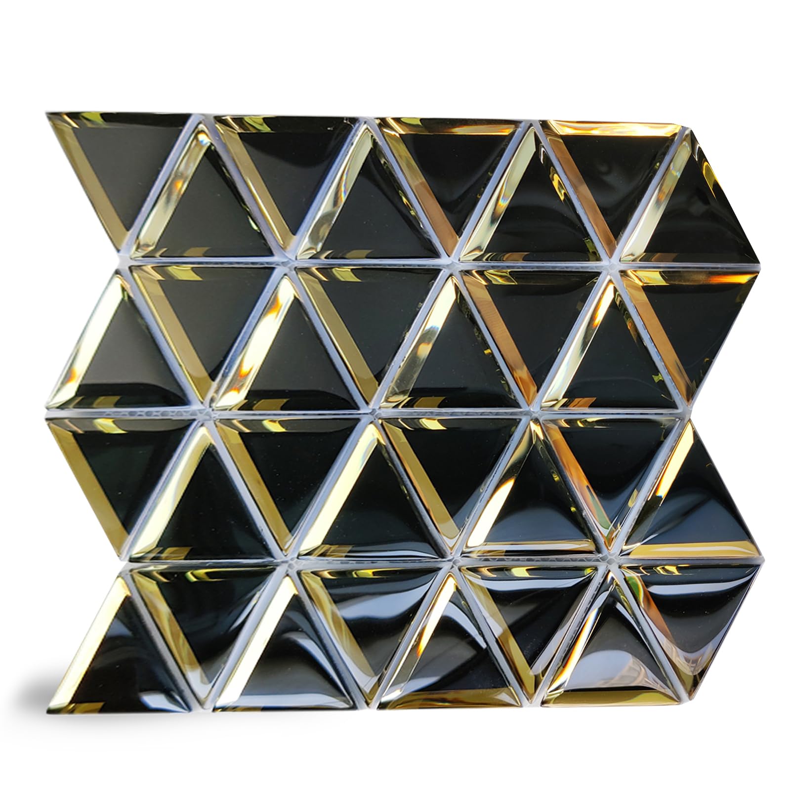 Black And Gold Glass Mosaic Tile, Arabesque Backsplash, Vulcan Mural - UK - View #2