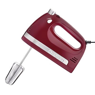 Chefman Button, Easy One Touch Eject, 250 Watts, Chrome Beaters and Free Dough Hooks Included, M, Silver
