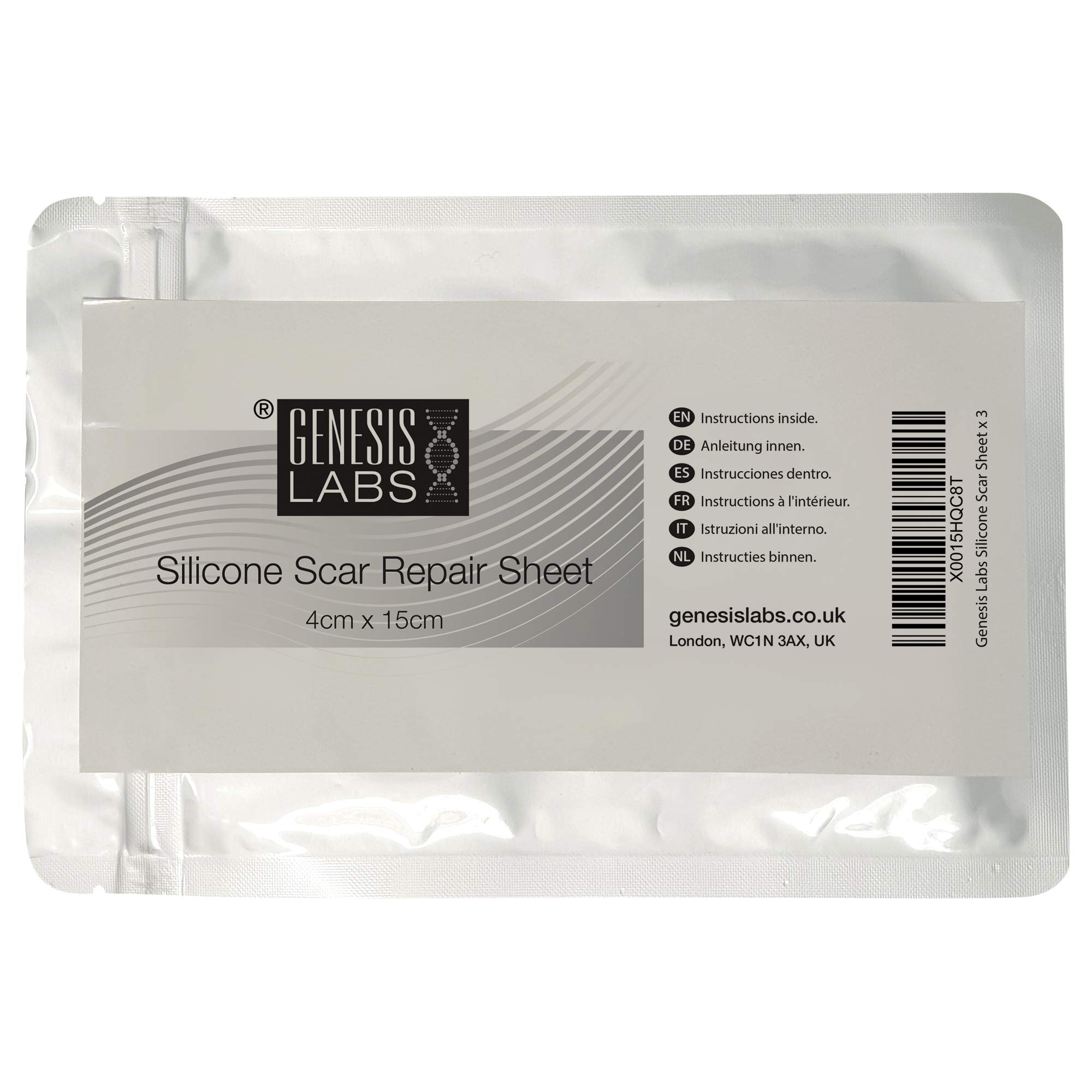 Silicone Scar Gel Sheets Treatment Repair Any Scar - Hypertrophic Keloid Scars, Heal Old and New Scarring from Acne, Burns, Skin Trauma or Stretch Marks – Each Sheet 4 cm x 15 cm