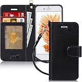 FYY Case for iPhone 6/6s, PU Leather Wallet Phone Case with Card Holder Flip Protective Cover [Kickstand Feature] [Wrist Stra