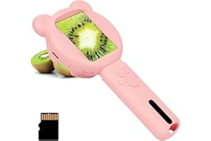 TINYLENS Bear Kid Microscope, 2.8'' Screen Mini Microscope for Kids, Portable Pocket Scope, Educational Science Kit,Christmas Birthday Gifts for Age 3-8 Girls&Boys (Light Pink)