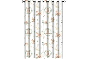 JRETAILAX Cartoon Woodland Baby Animals Blackout Curtains for Living Room,Watercolor Cute Forestry Wildlife Bear Squirrel Bunny Fox Grommet Thermal Insulated Room Darkening Curtains 63L x 21W,2 Panels