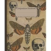 Composition Notebook: Vintage death moth composition notebook. Unique Macabre goth halloween notebook gift.