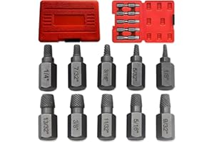 10 pcs Screw Extractor Set, BOSOIRSOU Broken Head Screw Hexagon Socket Bolt Removal Tool Easy Out Stripped Screw Extractor Se