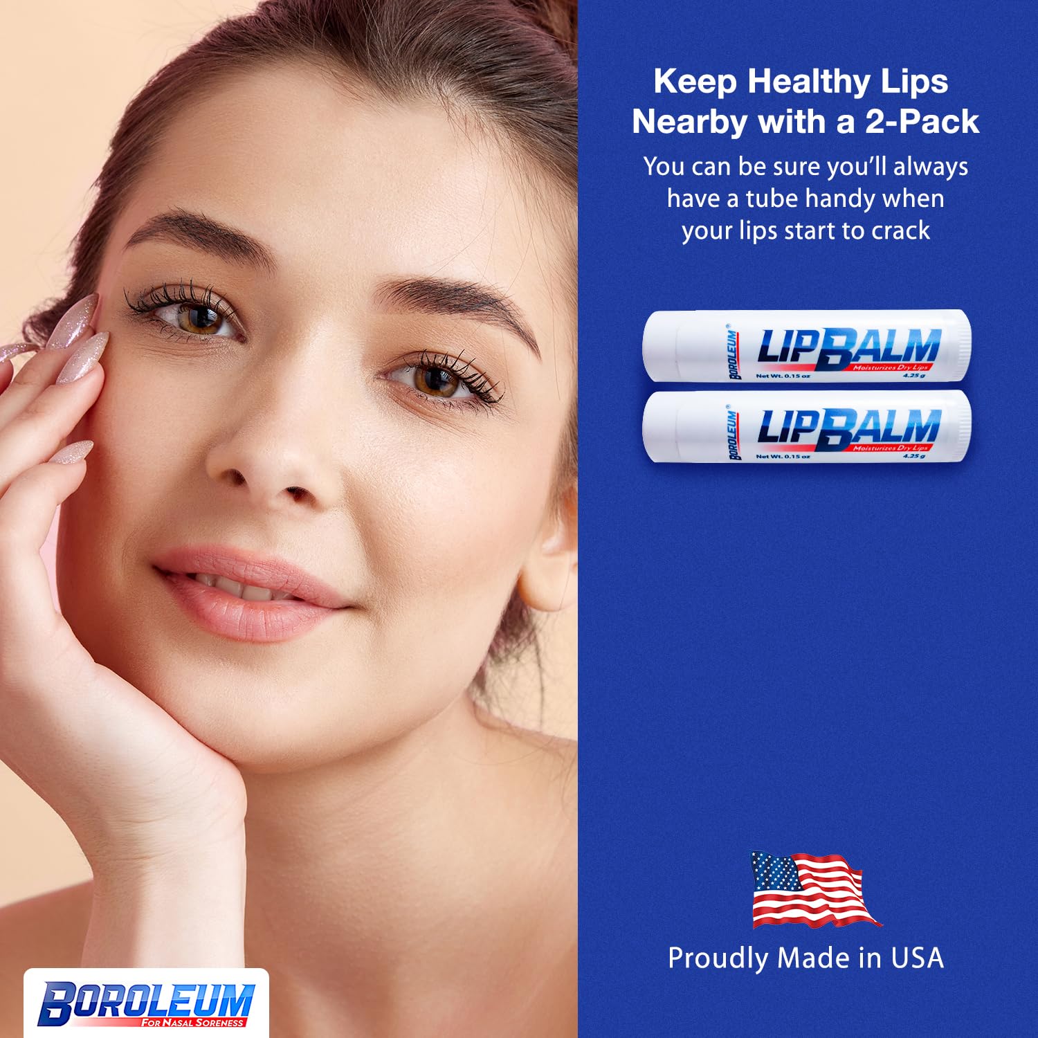 Natural Lip Balm by Boroleum | Best Chapped Lip Moisturizer for Dry Cracked Lips | All Natural Ingredients for Men Women and Kids | 4.25 gr. Tubes, 2 Lip Balms Per Pack