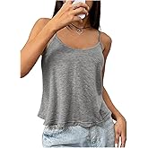 SOLY HUX Women's Spaghetti Strap Cami Top Summer Basic Sleeveless Flowy Crop Camisole