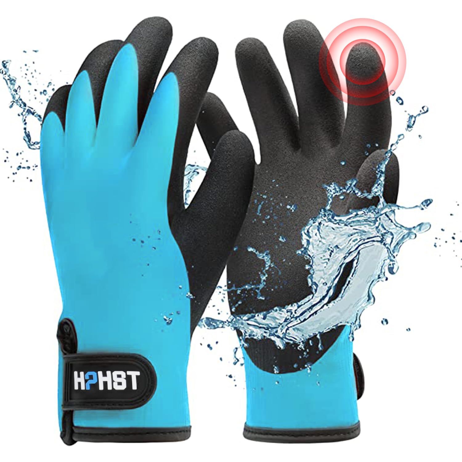 HPHST Work Gloves Winter Waterproof Thermal Warm Winter Gloves Assembly Gloves Grip Winter Work Gloves Work Double Layer Nylon Insulated Gloves (Blue, L)