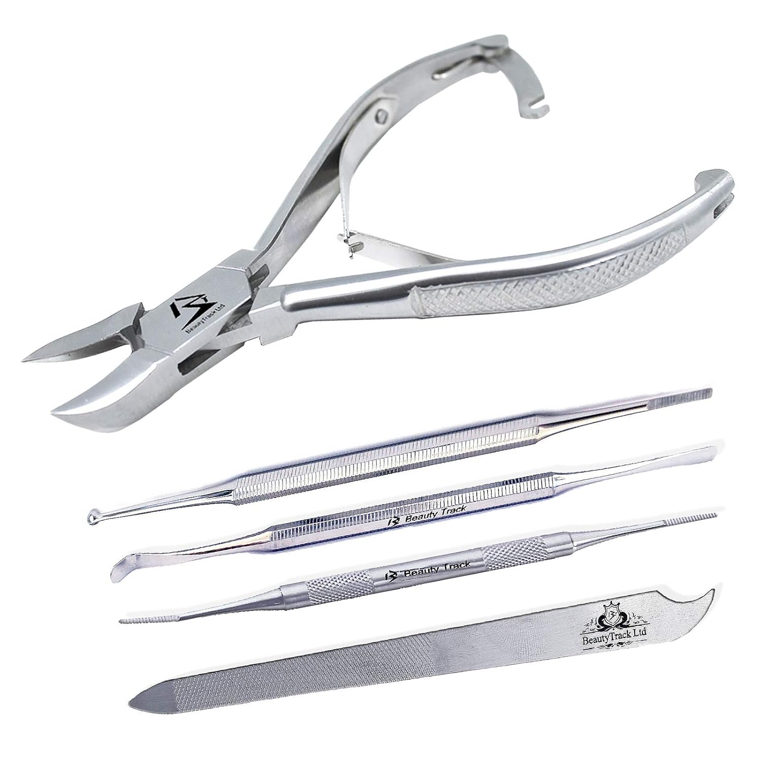 Set of 5 Chiropody Ingrown Toenail Clipper Instruments Nipper, Toenail Lifter, Satin Edge Nail