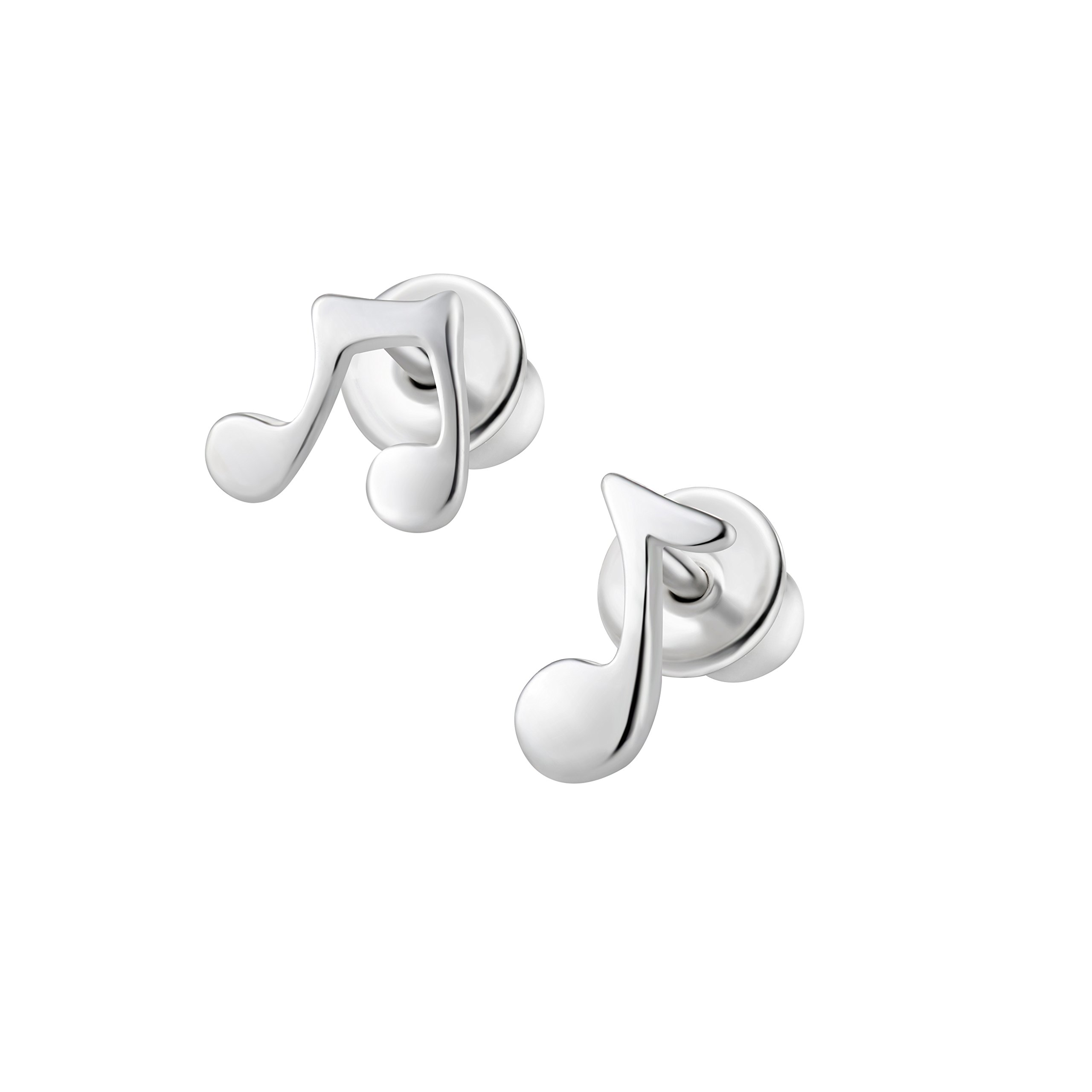 Butterfly Sterling Silver Childrens Earrings With Musical Note Design And Stud Fastening