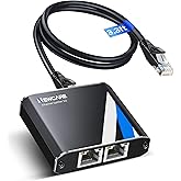 Gigabit Ethernet Splitter 1 to 2, 1000Mbps RJ45 Internet Splitter 2 Port with 3.3FT LAN Cable, Dual Network Adapter for Cat5e