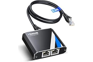 Gigabit Ethernet Splitter 1 to 2, 1000Mbps RJ45 Internet Splitter 2 Port with 3.3FT LAN Cable, Dual Network Adapter for Cat5e