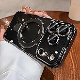 LXK Magnetic Invisible Stand for iPhone 17 Pro Max Case 6.9" Compatible with MagSafe, Military-Grade Protection, with Camera Protector, Clear Scratch-Resistant Back Cover for 17 ProMax, Black