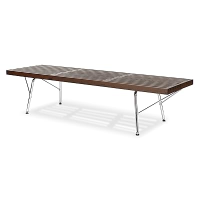 POLY &amp; BARK Slat 5' Bench with Chrome Legs, Dark Walnut