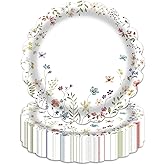 LDFDRT Wildflower Paper Plates,50-Pack 7 Inch Floral Disposable Plates, Elegant Flower Plates for Garden Party Decor, Baby Shower, Birthday & Tea Party Decorations