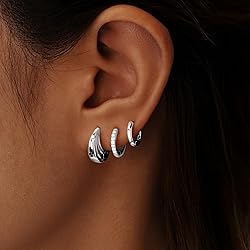 Inerney Sterling Silver Hoop Earrings Set for
