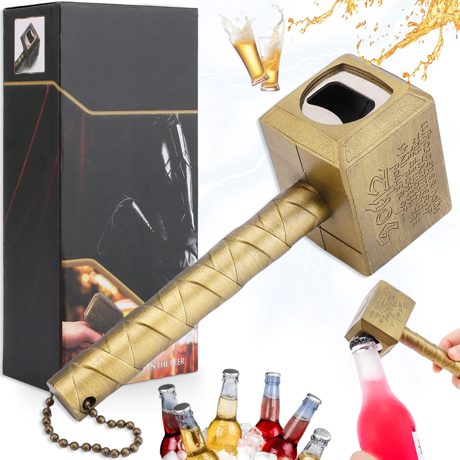 Thor Hammer Bottle Opener Beer Bottle Opener for Bar Party BBQ Camping Beer and Families (Bronze)