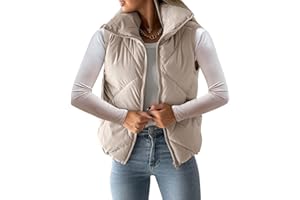 Newffr Women's Quilted Puffer Vest Sleeveless Lightweight Zip Up Jacket Winter Warm Coat Outerwear