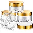 Patelai 4 Pieces Round Wide-mouth Leak Proof Plastic Container Jars with Lids for Travel Storage Makeup Beauty Products Face Creams Oils Salves Ointments DIY Making(4 Ounce,Gold)