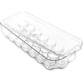 BINO Plastic Egg Container for Refrigerator - Clear, 21 Count, Sturdy, Durable