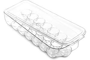 BINO Plastic Egg Container for Refrigerator - Clear, 21 Count, Sturdy, Durable