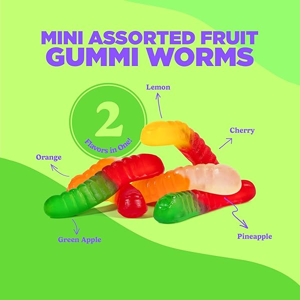 ALBANESE WORLD’S BEST MINI ASSORTED FRUIT GUMMI WORMS | 5LBS OF CANDY | GLUTEN FREE, FAT FREE, SOFT AND CHEWY GUMMY WORMS | PERFECT FOR PARTIES, BAKING WITH KIDS, AND ON THE GO SNACKING