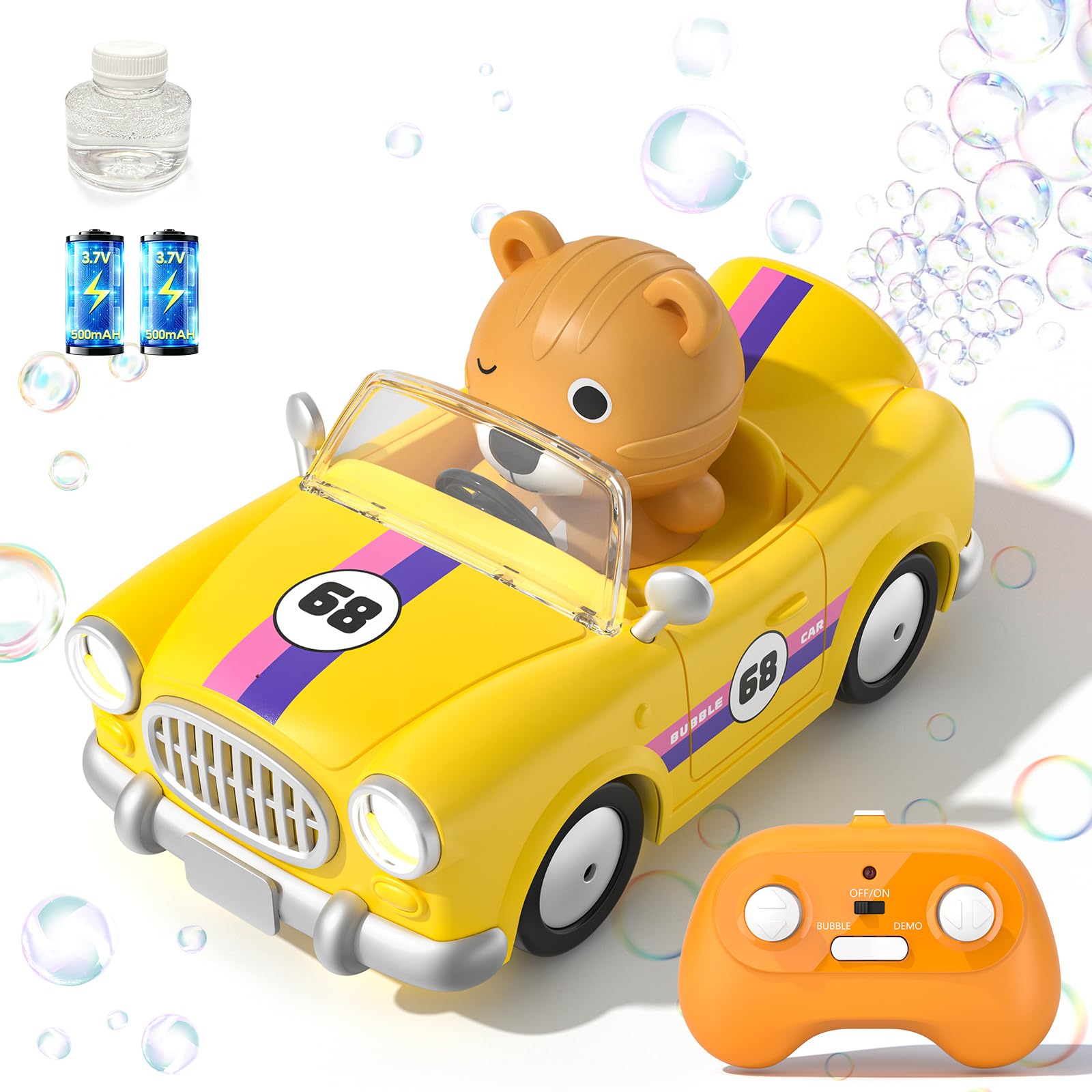 AZDYJL Ferngesteuertes Auto ab 4+ Jahre Kinder, RC Seifenblasenpistole Auto