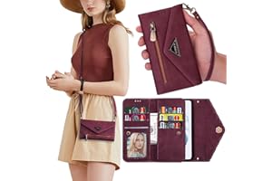 CCSamll Crossbody Wallet Case for Samsung Galaxy S25 5G for Women, Zipper Pocket Purse Handbag Neck Strap Lanyard Cover with 