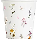 Crisky 100 Pack 5oz Paper Cups, Disposable Bathroom Cups, Elegant Design Floral Small Mouthwash Cup, Hot/Cold Beverage Coffee, Dessert Cup for Birthday Parties, Home-use, Picnics, Ceremonies