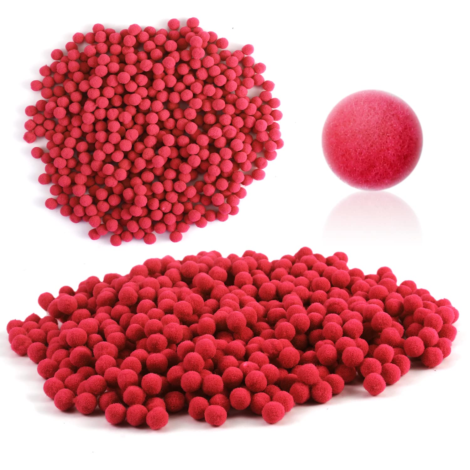 TOYMIS 500pcs 1cm Mini Pom Poms, Fuzzy Pom Pom Balls Pom Poms Arts and Crafts Multi Colored Pom Poms for DIY Art Creative Crafts Projects Decorations (Red)