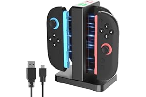 FUNDIARY Charging Dock Compatible with Switch 2 Joycon, [Support Charging with 4Joycon] Magnetic Controller Charger Stand Station Accessories with Lamppost LED Indication and USB Type-C Charging Cable