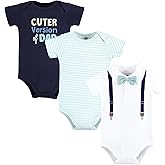 Hudson Baby Infant Boy Cotton Bodysuits, Mint Navy Cuter Version, 3-6 Months
